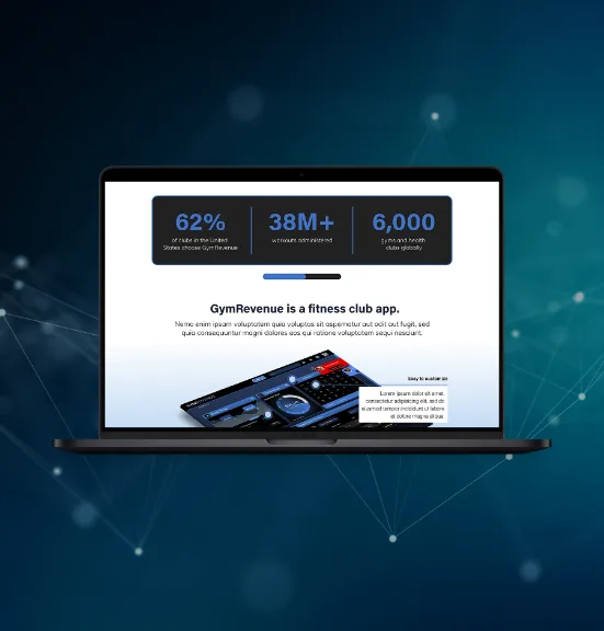 The GymRevenue marketing site leading with adoption and revenue figures.